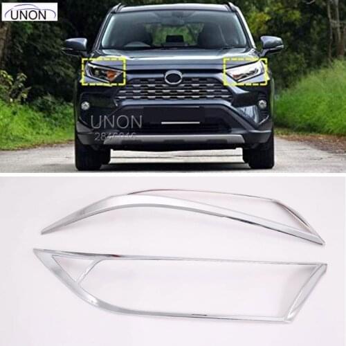 Car Accessories Front Head Light Lamp Cover Frame Decor Trim ABS 2PCS for Toyota RAV4 XA50 2019+ (ABS Matte Black)