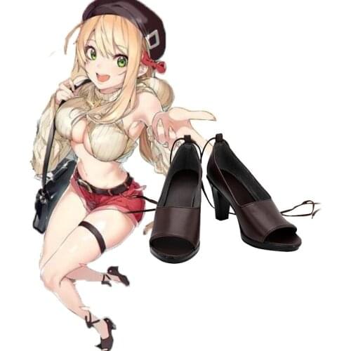 Azur Lane HMS Fiji Cosplay Shoes Brown High Heel Sandals Halloween Carnival Party Costume Accessories Custom Made