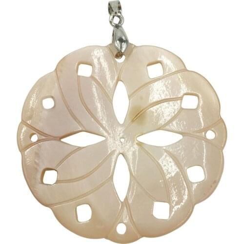 Free Shipping Fashion Jewelry Mother of pearl Shell Flower Women Men Pendant Bead C7979