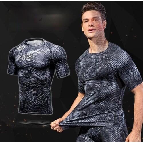 Quick Dry Workout Running Shirt Compression Fitness Tops Breathable Jersey Gym T-shirts Clothing Rashguard Male Sport Shirts Men