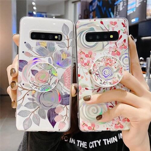 Holder Stand Flower Phone Case For Samsung Galaxy A10 A20 A30S A50S A70 A505 A307 A507 S8 S9 S10 Plus Note 9 10 Pro Back Cover