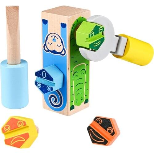 Wooden Educational Toy for Kids Montessori Animal Screw Nut Assembly Tool Matching Disassembly Handmade 3 Years old Child Gifts