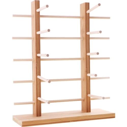 Wood Sunglass Glass Rack Frame Display Stand Holder Organizer 2-Row 5-Layer