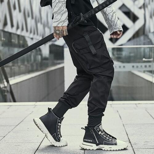 Techwear Streetwear Joggers For Men Harem Black Multi-Pocket Pants