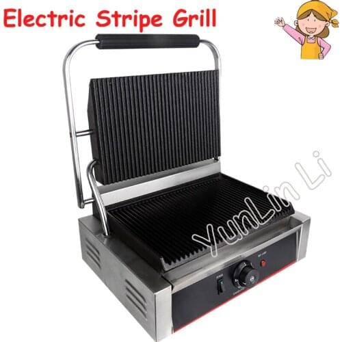 Electric Stripe Grill Commercial Bread Sandwich Hot Plate Cooker Grilled Italian Steak Making Machine Single Stove