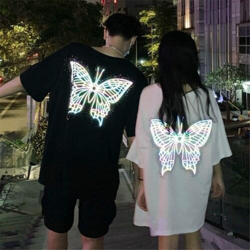 Black Butterfely Tshirt Streerwear Japan O Neck Funny Tops Summer Cool Tees Causal Harajuku Oversize Punk Loose Couple T Shirt
