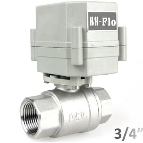 HSH-Flo 3/4" DN20 12VDC 2 Way Stainless Steel Motorized Ball Valve, CF8 Electrical Ball Valve