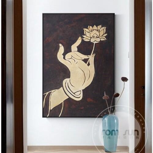 Zen Buddha Lotus Flower Canvas Painting New Chinese Style Poster n Print Wall Art Picture Decor For Living Room Aisle Study Room