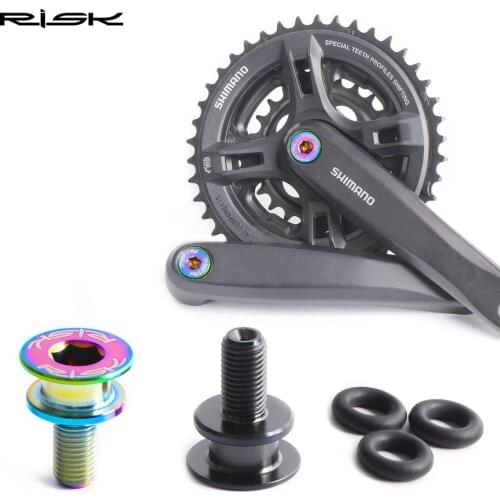 RISK 2sets M8*15mm Square Hole Titanium MTB Bike Bottom Bracket Bolt Waterproof Bicycle Bottom Bracket Crank Fixed Screw M8x15mm