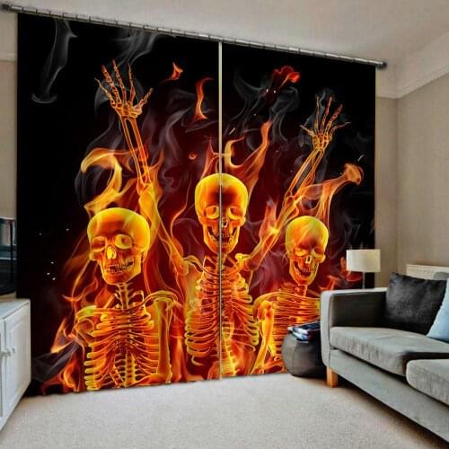 Personality terror curtains 3d curtains new bay window balcony thickened windshield blackout curtains