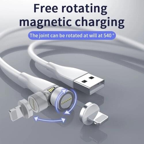 Magnetic Cable 3A Fast Charging Micro USB Type C Cable 540 Rotate phone Magnet Charger Cord For iPhone 11 Huawei Samsung Xiaomi