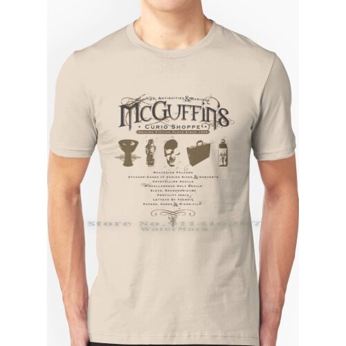 Mcguffins Curio Shoppe T Shirt 100% Pure Cotton Mcguffin Macguffin Casablanca Raiders Grail Briefcase Pulp Fiction Hitchcock