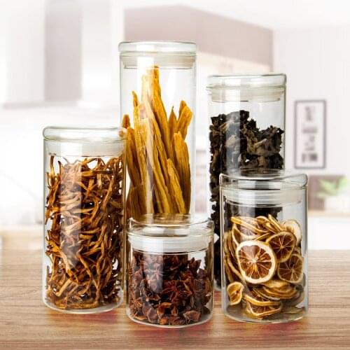 Multi-functional grain glass can creative household storage can food sealed can flower tea dried fruit packaging glass jars
