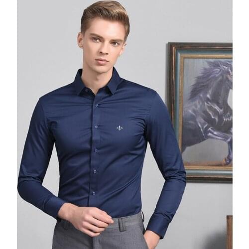 Fashion Blouse Dudalinas Camisa Social Masculina Long Sleeve Slim Fit Shirt Men Floral Clothing Off White White Male Cold