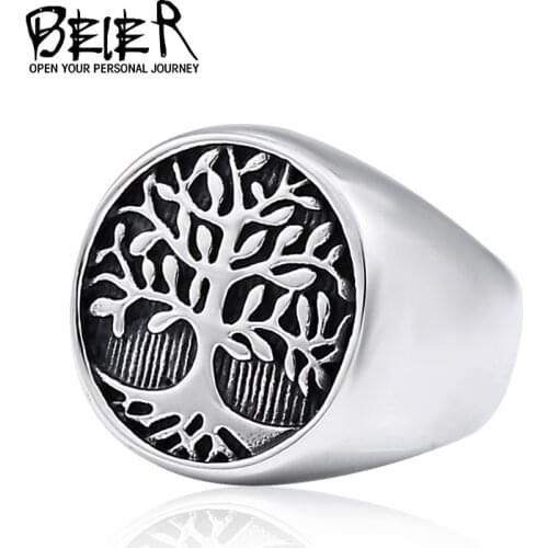 Beier Viking 316l Stainless Steel nose viking life Tree Amulet fashio and stylish Odin scandinavian for Men Ring Jewelry LR708