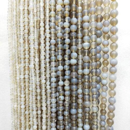 Natural gray stone loose beads Semi-precious lime beads 4-12mm jewelry necklace DIY bracelet accessories 39cm