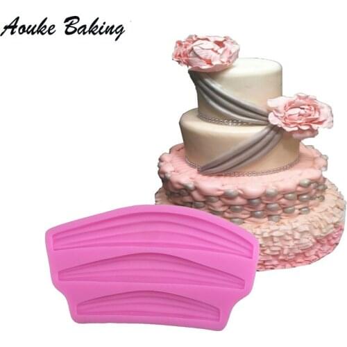 New arrival Decorative lace ribbons shape fondant cake decoration mold Liquid silicone mold DIY cake tools