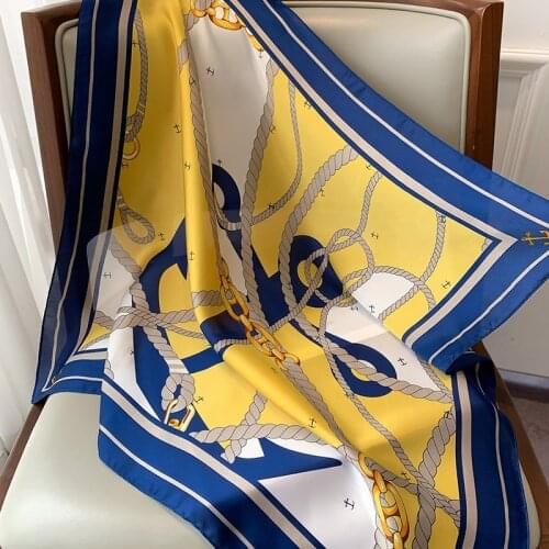 New fashion sense small square scarf female Anchor printed multifunctional Decorative scarf summer sunscreen scarf Headband tyin
