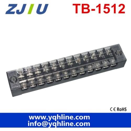 Wholesales! 5 pcs/lot TB-1512 600V 15A Double Rows Cover Guard 12 Position Terminal Blocks new brand free shipping