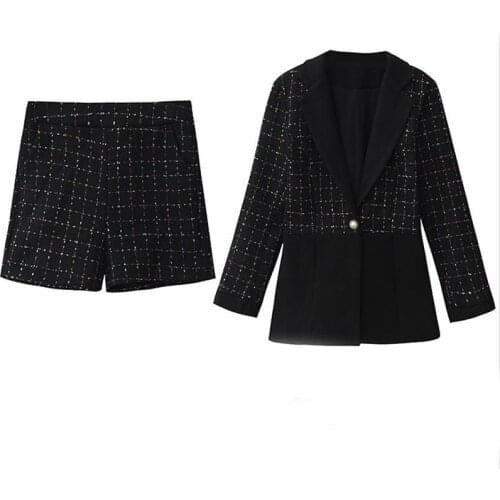 Autumn Winter Plus Size Business Suit High Waist Two Piece Set Top And Shorts Office Work Year-old Femal Costume Ensemble Femme