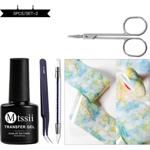 Mtssii 7ML Transfer Gel Nail Polish Kit Need Tranfer Sticker For Manicure Nail Art Set Gel Lacquer Base Top Coat Varnishes