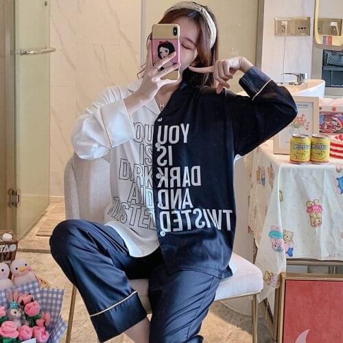 Womens Sleepwear New letter Fashion Homewear High Quality Pajamas Spring Autumn Cardigan Sleepwear Long sleeve Ice silk Pajamas