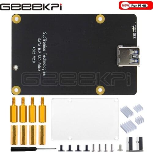 GeeekPi Raspberry Pi X862 m.2 NGFF 2260/2242/2230 SATA SSD Expansion Board with USB 3.1 Jumper for Raspberry Pi 4B (Model B)