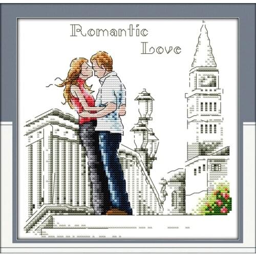 Kiss in bell tower cross stitch kit 14ct 11ct count print canvas stitches embroidery DIY handmade needlework plus