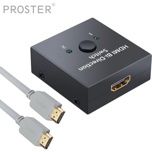 PROZOR 4K HDMI Switch 2 Ports Bi-directional 1x2 HDMI Switcher Splitter Supports Ultra HD 4K 1080P 3D HDR HDCP for PS4 Xbox