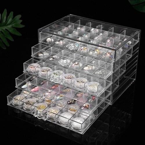 120 Grids Transparent Acrylic Nail Display Organizer Makeup Jewelry Drawer Box