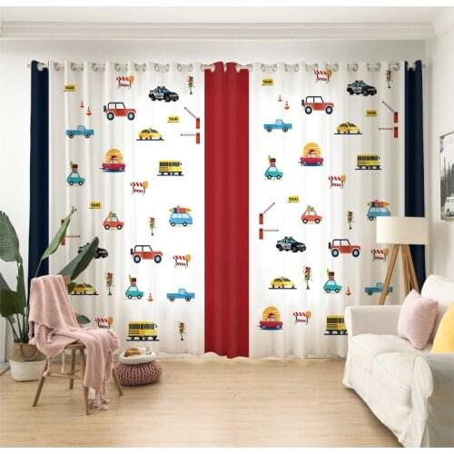 Cartoon Car Curtains Window Treatments For Kids Children Curtain For Boys Bedroom Animal Cute Dinasour Window Curtain For Child