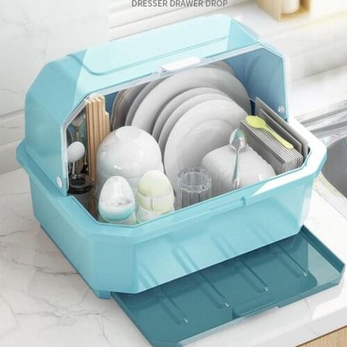 Kitchen Dish Drying Rack Drain Board With Lid Cover Household Dust-proof Bowl And Chopsticks Storage Box Cup Holder Dish Rack