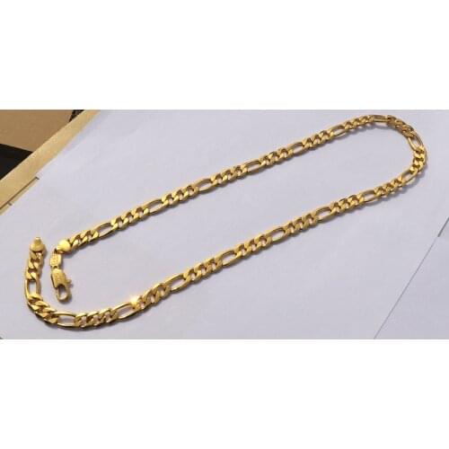 Solid Stamep 585 Hallmarked 24 k Yellow Fine Gold Filled Figaro Chain Link Necklace Lengths 8mm Italian Link 60cm