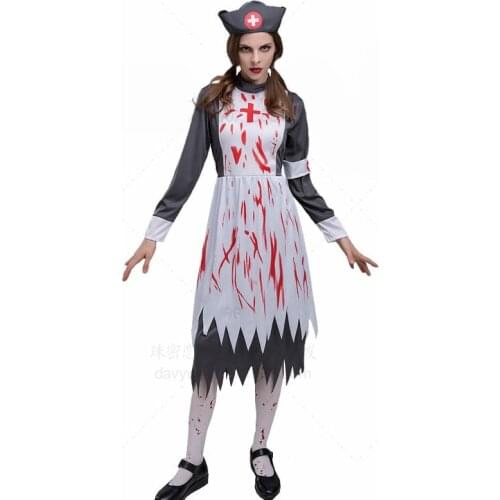Umorden Women Ladies Medieval Vintage Corpse Nurse Costume Adult Dead Zombie Halloween Horror Scary Fancy Dress Outfit