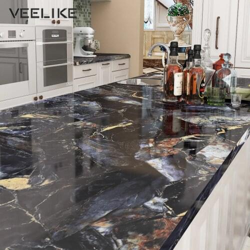 Kitchen Waterproof Marble Wallpaper Self Adhesive Vinyl Dining Table Sticker Desktop Cabinet Contact Paper Decal Room Decoration