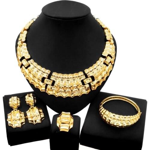 Yulaili 2021 Latest Flower Inlaid Gemstone Jewelry Set Fashionable and Exquisite Brazilian Gold Bride Woman Earring Jewelry Sets