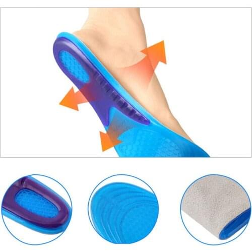 1 Pair Orthotic Arch Support Massaging Silicone Anti-Slip Gel Soft Sport Shoe Insole Pad For Man Women