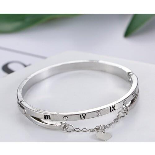 1PC Luxury Stainless Steel Bracelets Women Hot Sliver Bangles Female Heart Forever Love Brand Charm Bracelet Famous Jewelry