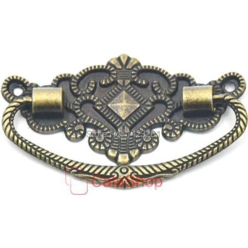 10 Pcs / Lot 73mm x45mm Antique Brass Furniture Cabinet Dresser Drawer Cupboard Jewelry Box Door Window Pull Handle Knob