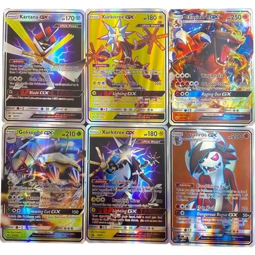 120PCS Pokemon Cards Shining Card GX MEGA English Battle Game Card Collection Trading Playing Carte Pokémon Kids Toys Cool Gift