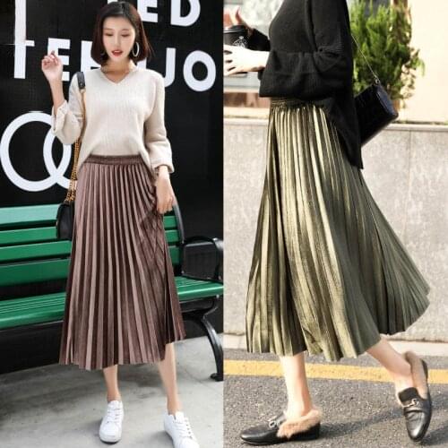 2020 Winter Pleated Skirt Ladies Retro Black Velvet Skirt Ladies Fashion Ladies Casual Long High Waist Party Dress