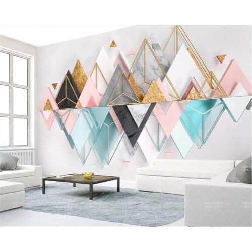 Beibehang Custom 3d wallpaper mural High quality silk material 3d wallpaper triangle geometric TV background wall 3d wallpaper