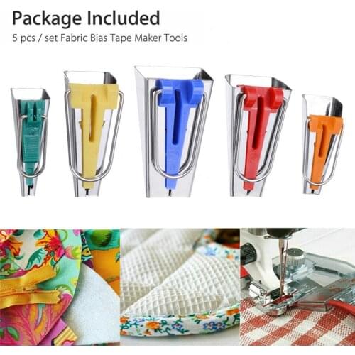5pcs/set Fabric Bias Tape Maker Tools Fast Coordinated Binder Foot For Binding Sewing Quilting Home DIY Tool 6/9/12/18/25M