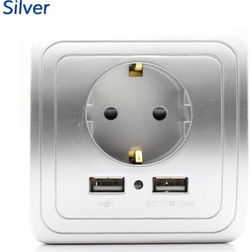 Best Dual USB Port 2000mA Wall Charger Adapter EU Socket With Usb Power Outlet Panel