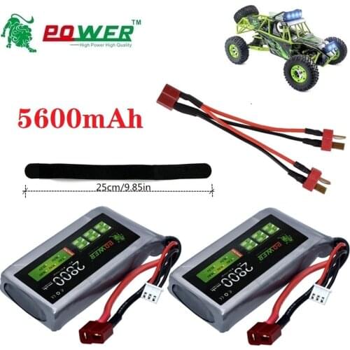 Upgrade 5600mAh 7.4V Rechargeable Battery And Charger For Wltoys 12428 12423 RC Car feiyue 03 Q39 parts 2s 7.4V Car Battery