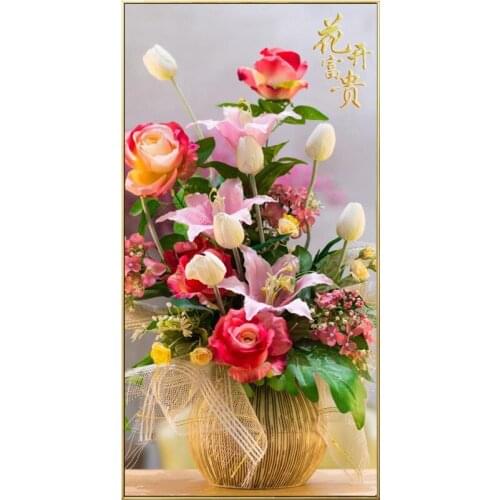 DIY 5D Sale Round/Square Diamond Embroidery, Mosaic, Modern Flower Arrangement, Fortune Flowers, Full, Painting Cross Stitch