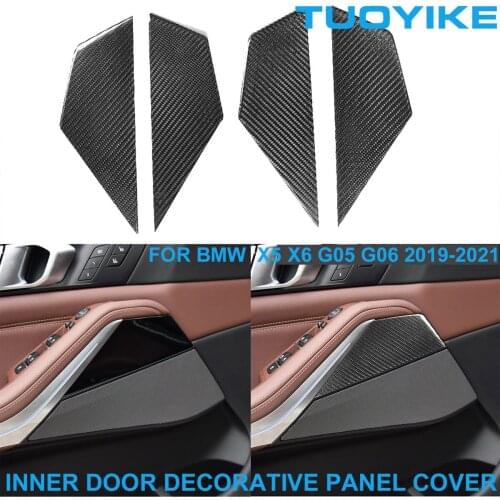 LHD RHD Car Styling Real Dry Carbon Fiber Interior Inner Door Panel Decorative Cover Trim Sticker For BMW X5 X6 G05 G06 19-2021