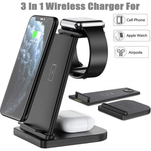 15W Qi Wireless Charger Stand 3 in 1 Fast Charging Station For iPhone 12 11 XS XR X 8 Apple iWatch SE 6 5 4 3 AirPods Pro