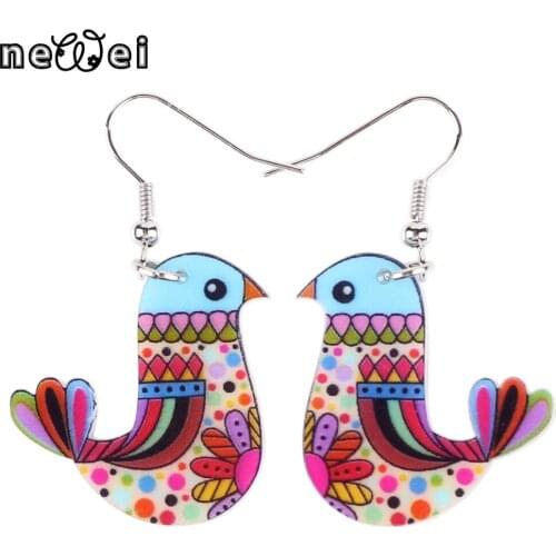 Bonsny Acrylic Novelty Bird Earrings Big Long Drop Dangle Cartoon Animal Jewelry For Girls Women Gift Party Decoration Wholesale