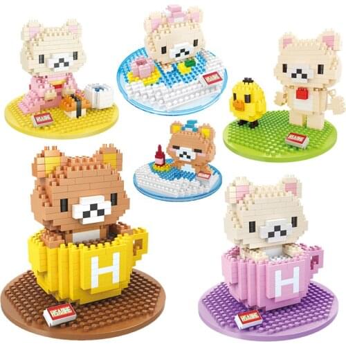 Diamond Block Cup Chicken Bear Cat Cartoon Cute Animals Model Building Bricks Toys Set Mini Micro Child Adult Birthday Gifts